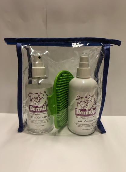 Coat Care Essentials Bundle - 250ml Spray & Shampoo with Free Grooming Pad & Bag Holder