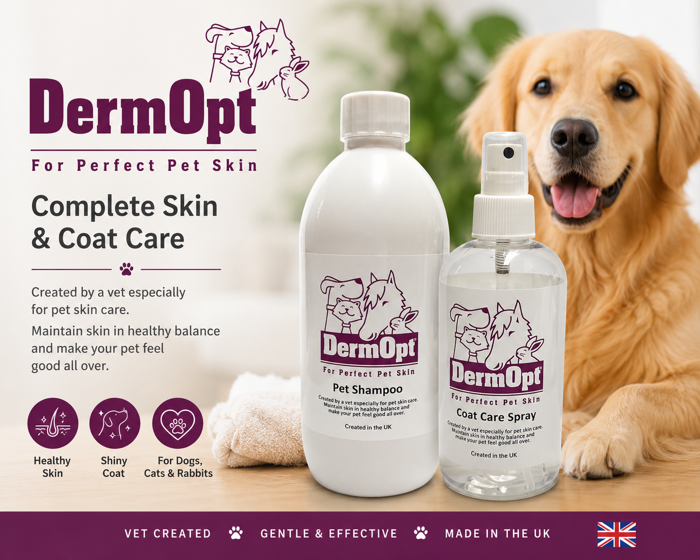 Coat Care Essentials Bundle - 250ml Spray & Shampoo with Free Grooming Pad & Bag Holder